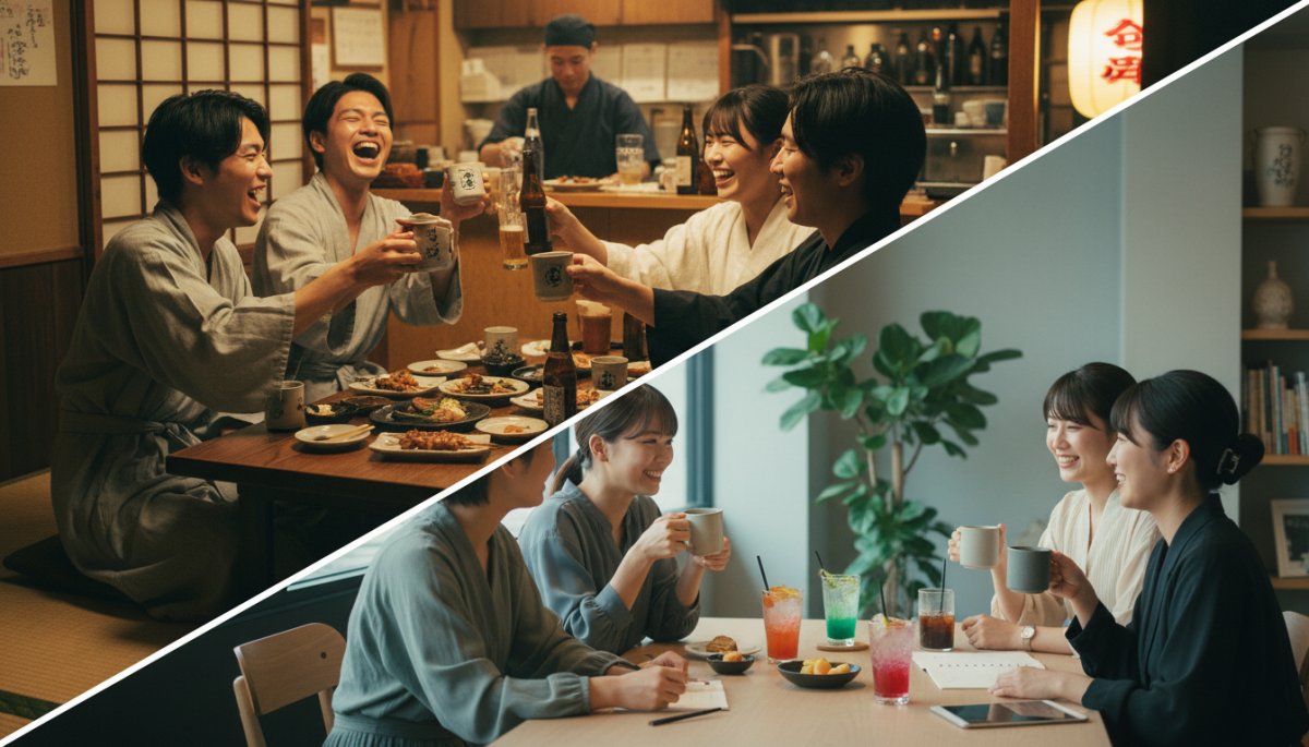 日本の若者の飲酒習慣の変化を示すイメージ