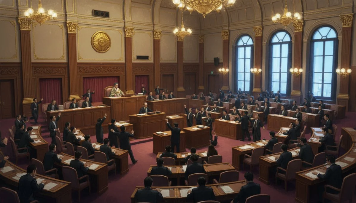 国会で議論する政治家たちのイメージ