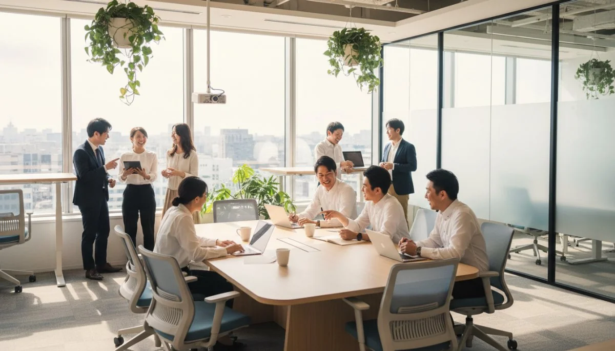 現代的な企業文化と多様な働き方のイメージ
