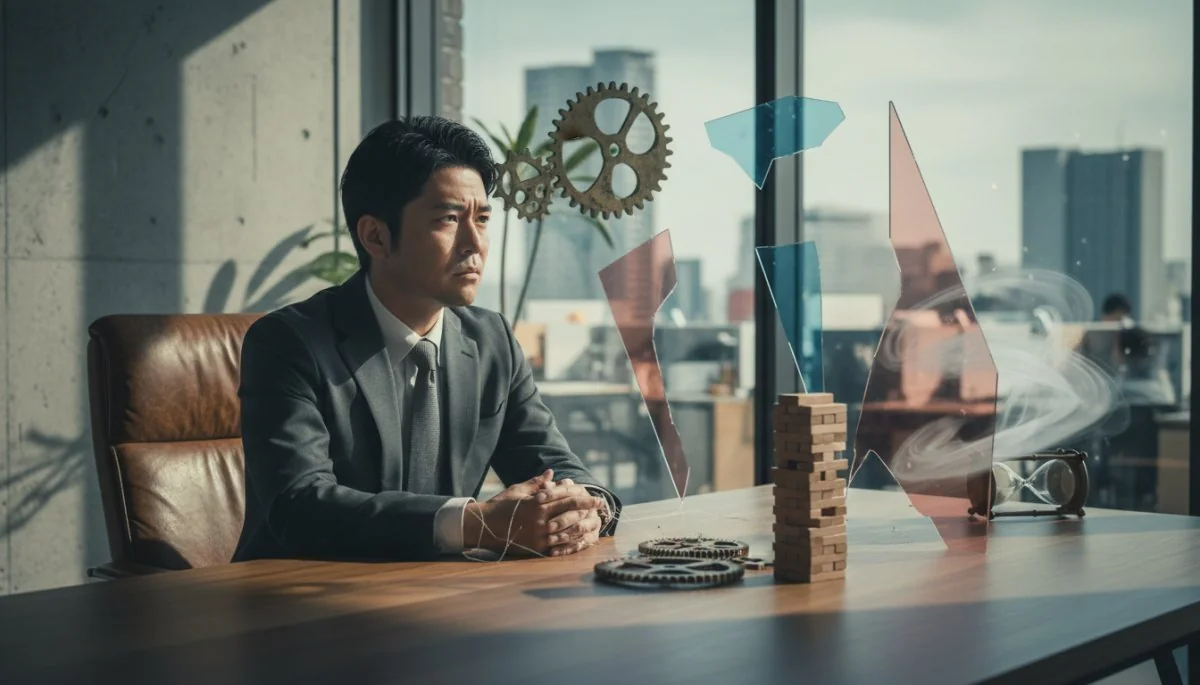 思い込みに囚われて悩む人物のイメージ
