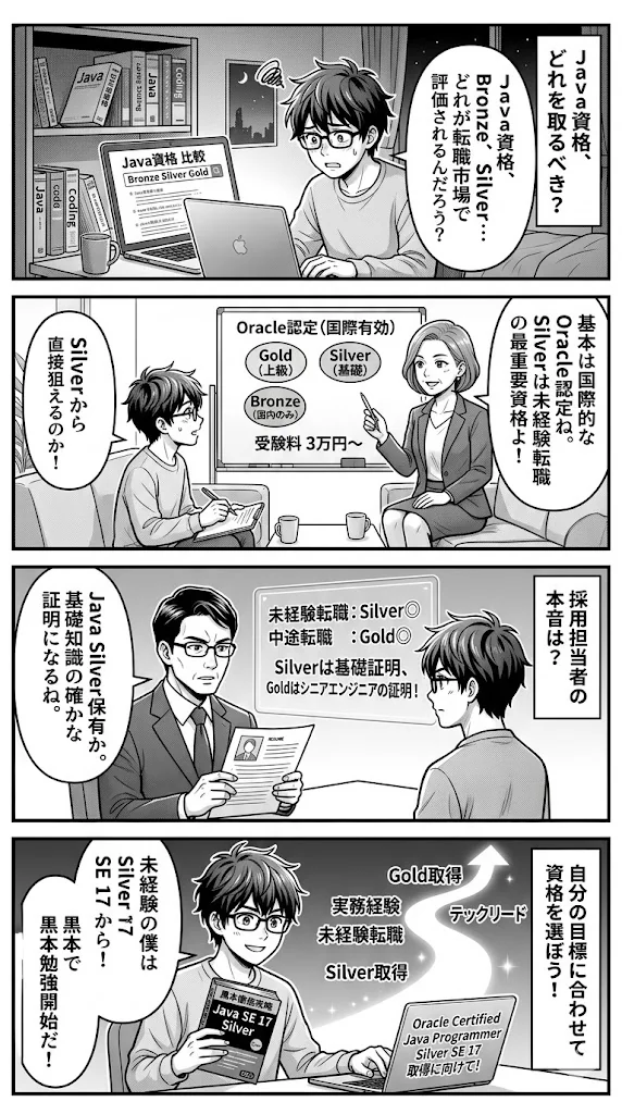Java資格Bronze・Silver・Gold徹底比較｜採用市場での評価・受験費用・キャリア戦略ロードマップ