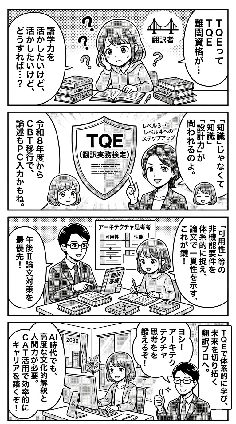 語学専攻者必見！翻訳実務検定(TQE)の合格率と独学での勉強法7ステップ